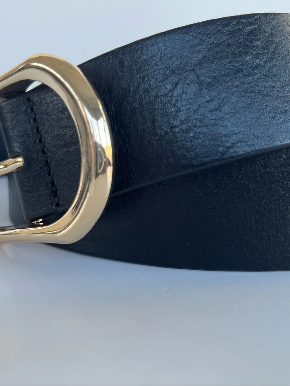 J.Crew Genuine Leather Belt- Size S- Black with gold buckle.